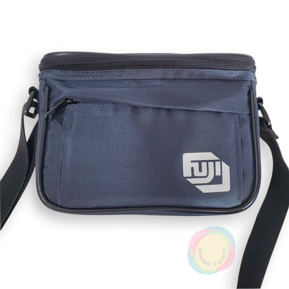 Vintage Fuji Camera Bag Navy Blue Adjustable Nylon